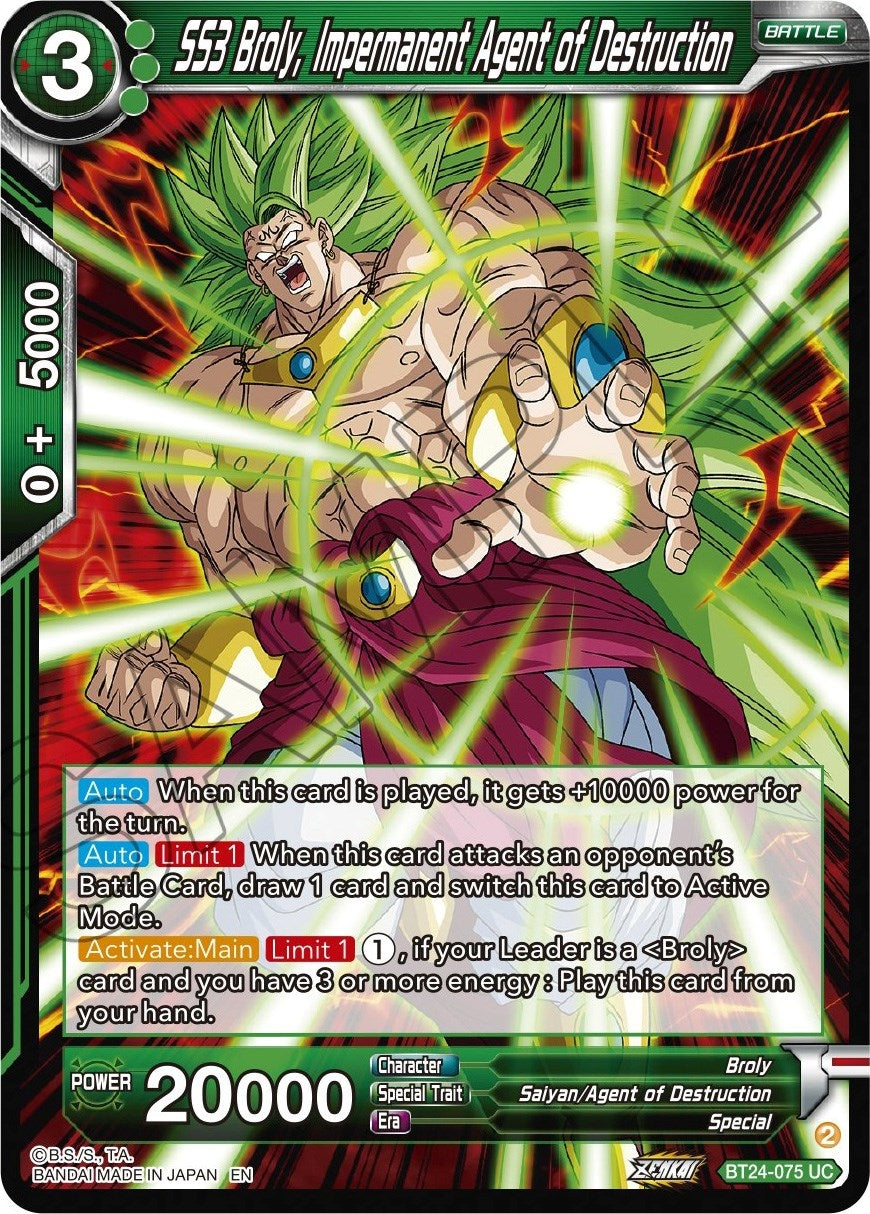 SS3 Broly, Impermanent Agent of Destruction (BT24-075) (BT24)